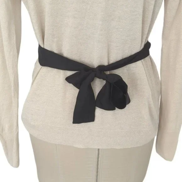 Sandro Tie Waist Linen Cardigan Sweater - Picture 4 of 5